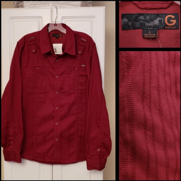 NEW men G BY GUESS long sleeve button shirt LARGE - Picture 1 of 8